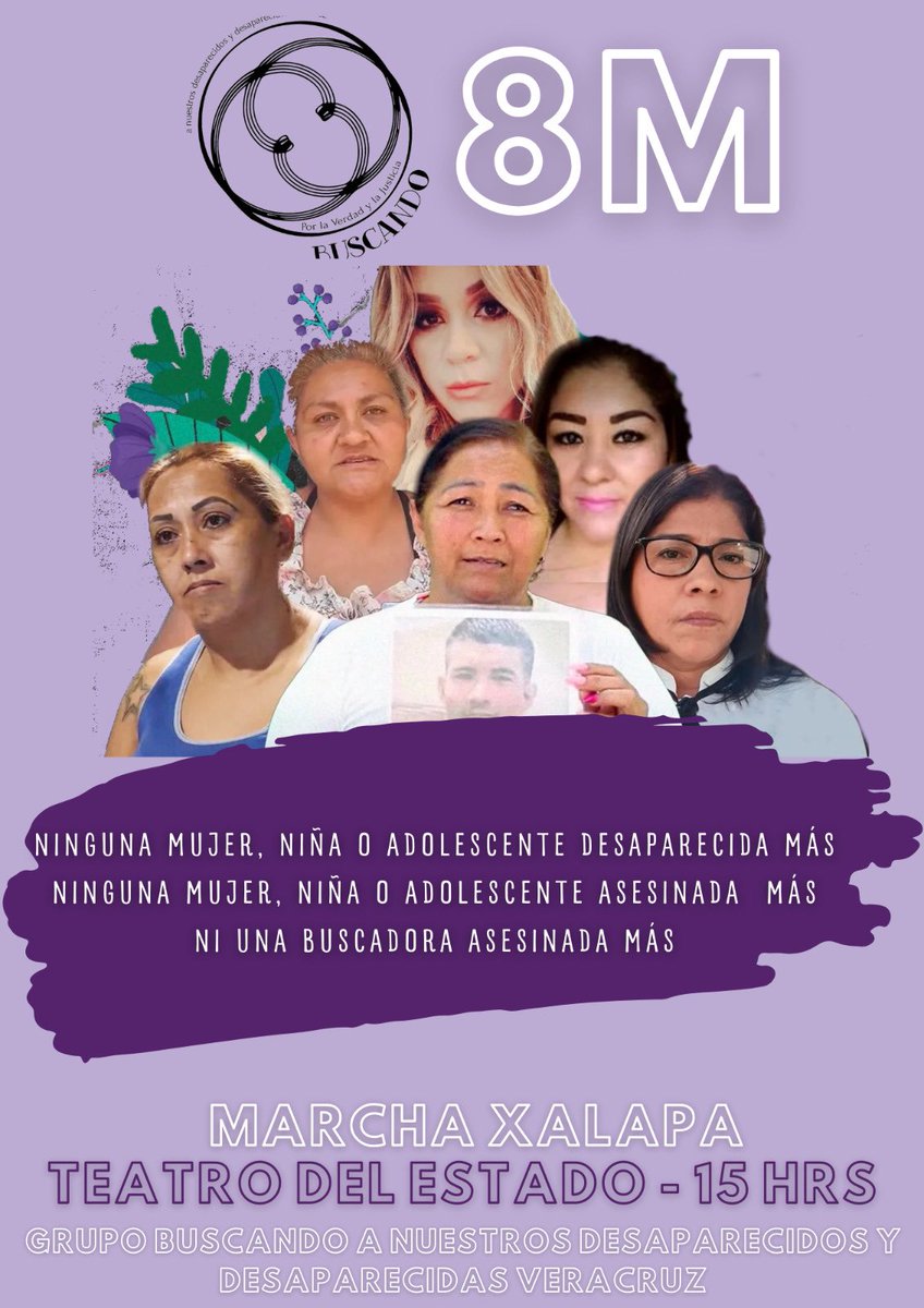 IMDHyD's tweet photo. #Xalapa | El grupo buscando a nuestros desaparecidos y desaparecidas Veracruz, convoca a marchar este #8M2024 

📍Teatro del Estado 
⏰ 15:00 https://t.co/w3ed1547pH