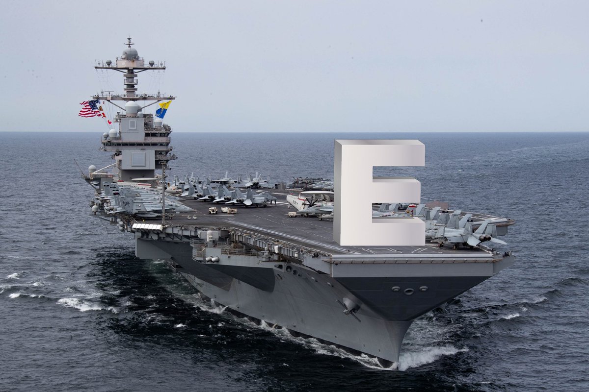 E for efficiency.

The world’s largest #aircraftcarrier earned the Battle Efficiency Award, or Battle “E,” which is awarded to the units that obtained the highest overall readiness level to carry out assigned wartime tasks based on a yearlong evaluation.

#USNavy #CVN78