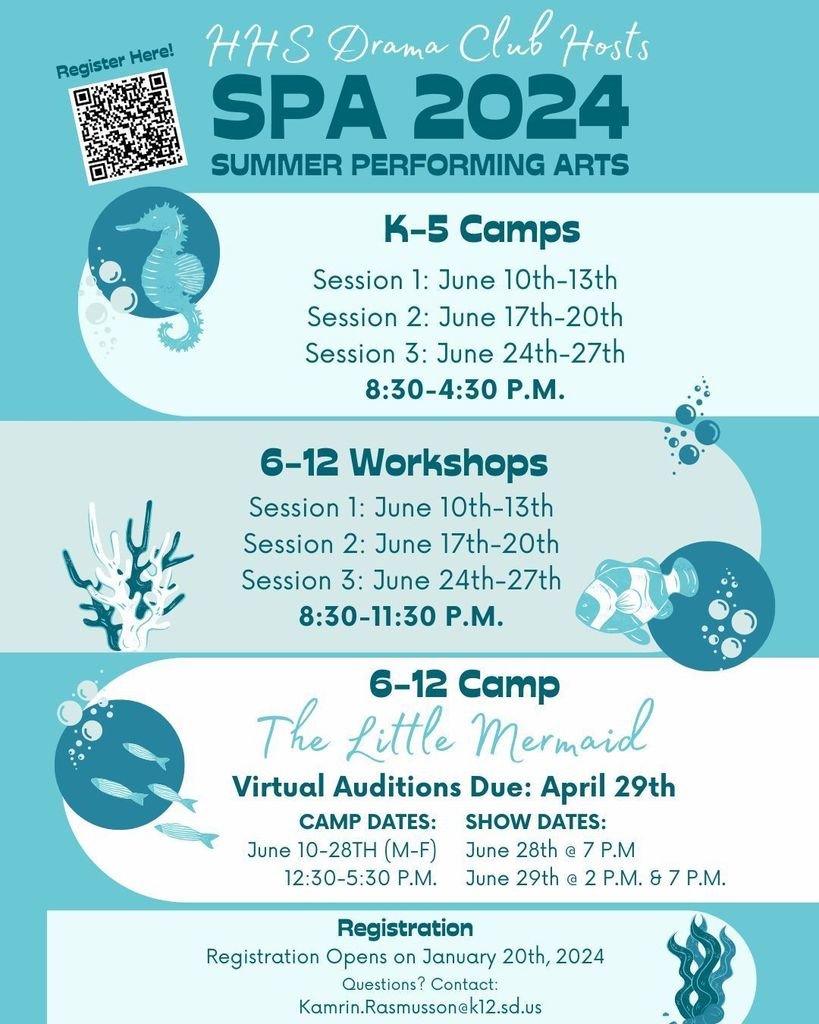 Summer Performing Arts registration is now open! Scan the QR code today for more information on workshops and camps offered for K-12 students. #SPA2024