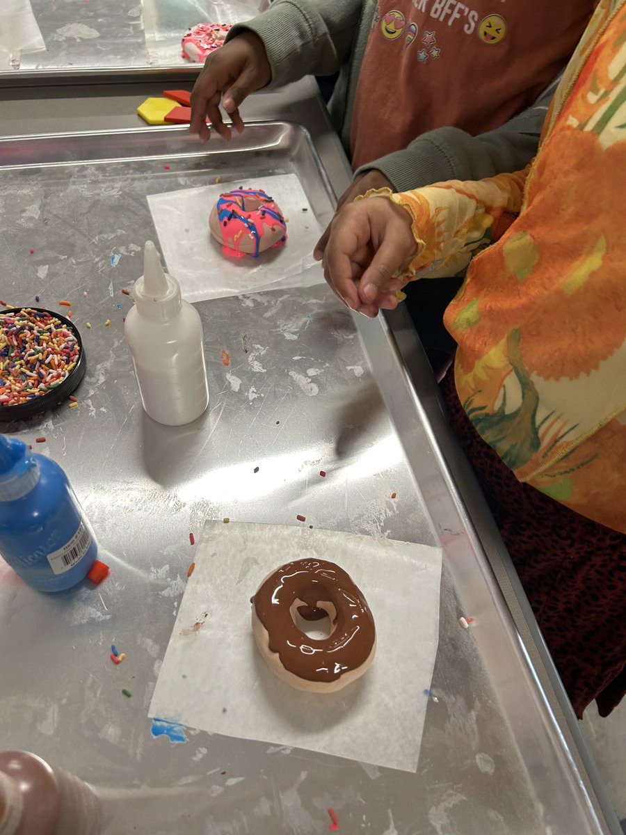 Clay doughnuts getting their glaze
And sprinkles and today! 😋