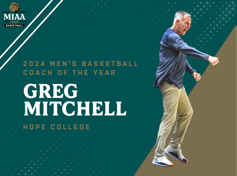 MIAA1888's tweet photo. Hope College's Greg Mitchell Selected 2024 #D3MIAA Men's Basketball Coach of the Year 🏀

READ -- https://t.co/qGLIfUHos7

#MIAAmbkb #GreatSince1888 @HopeAthletics https://t.co/lIKyDdoZxe