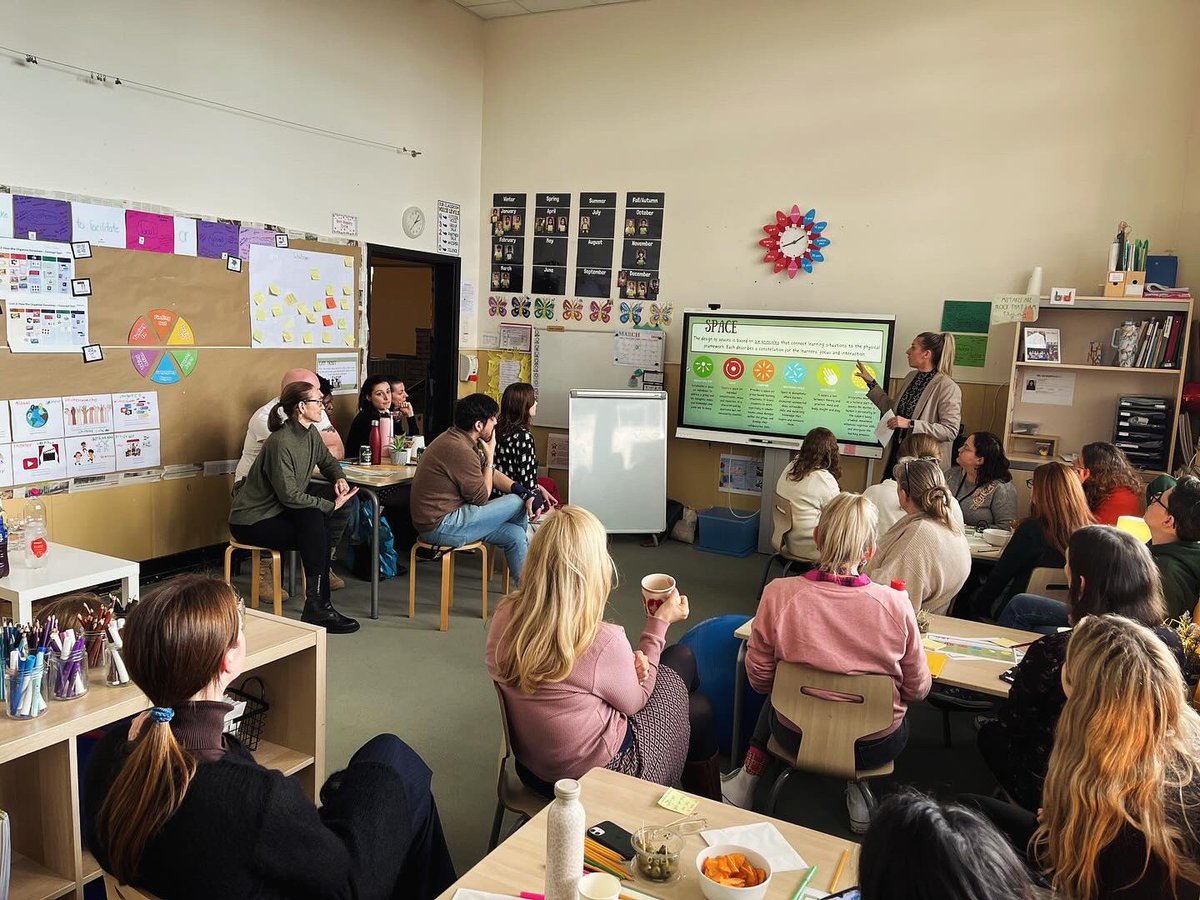 MissCarlaD's tweet photo. From teacher to learning space designer! My first workshop with my wonderful colleagues at IPS Hilversum! It was a hands-on journey exploring the spaces where we spend 1/3 of our time.#classroomdesign #learningspace #designlearningspaces #reusecycle #consultantdesigner https://t.co/MmZV2bHYCx