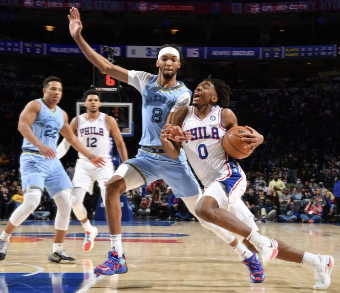 Jake21eagle's tweet photo. Sixers vs. Grizzlies tonight. #NBA #BrotherlyLove #Grizzlies #JaMorant #JoelEmbiid #GGJackson #TyreseMaxey https://t.co/3E3JLy8Dkp