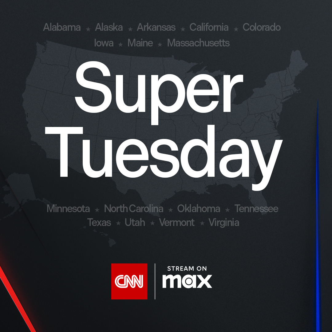 CNN’s Super Tuesday coverage engaged audiences across CNN, CNN Max and CNN.com. On TV, CNN beat MSNBC in the P25-54 demo for the evening with audiences peaking in the 10pm hour, in CNN’s strongest P25-54 delivery for a primary election so far this cycle.