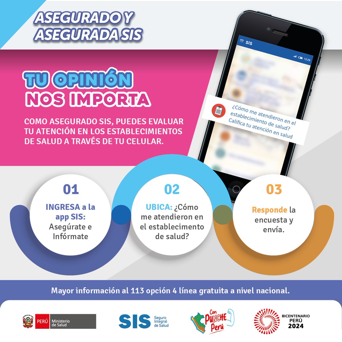 📝¡ #AseguradoSIS, tu opinión es valiosa! 📝

Evalúa la calidad de atención en los centros de salud públicos en tres simples pasos. Accede a la App SIS Asegúrate e Infórmate desde tu dispositivo móvil. 🤳
📱 Descarga la App aquí 👉 bit.ly/3JGvNle
SIS, estamos para ti 🙌