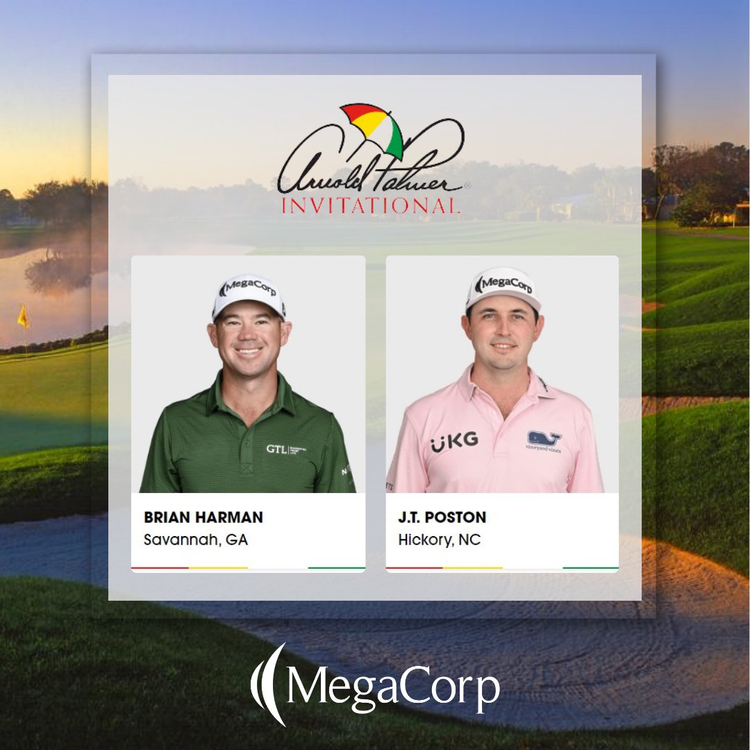 MegaCorp-sponsored PGA players Brian Harman and J.T. Poston have been paired up for the first day of the Arnold Palmer Invitational! @harmanbrian @JT_ThePostman @apinv #MegaCorp #MegaCorpLogistics #PGA #BrianHarman #JTPoston #TrustThatWeWillDeliver #3pl #TeamMega @pgatour