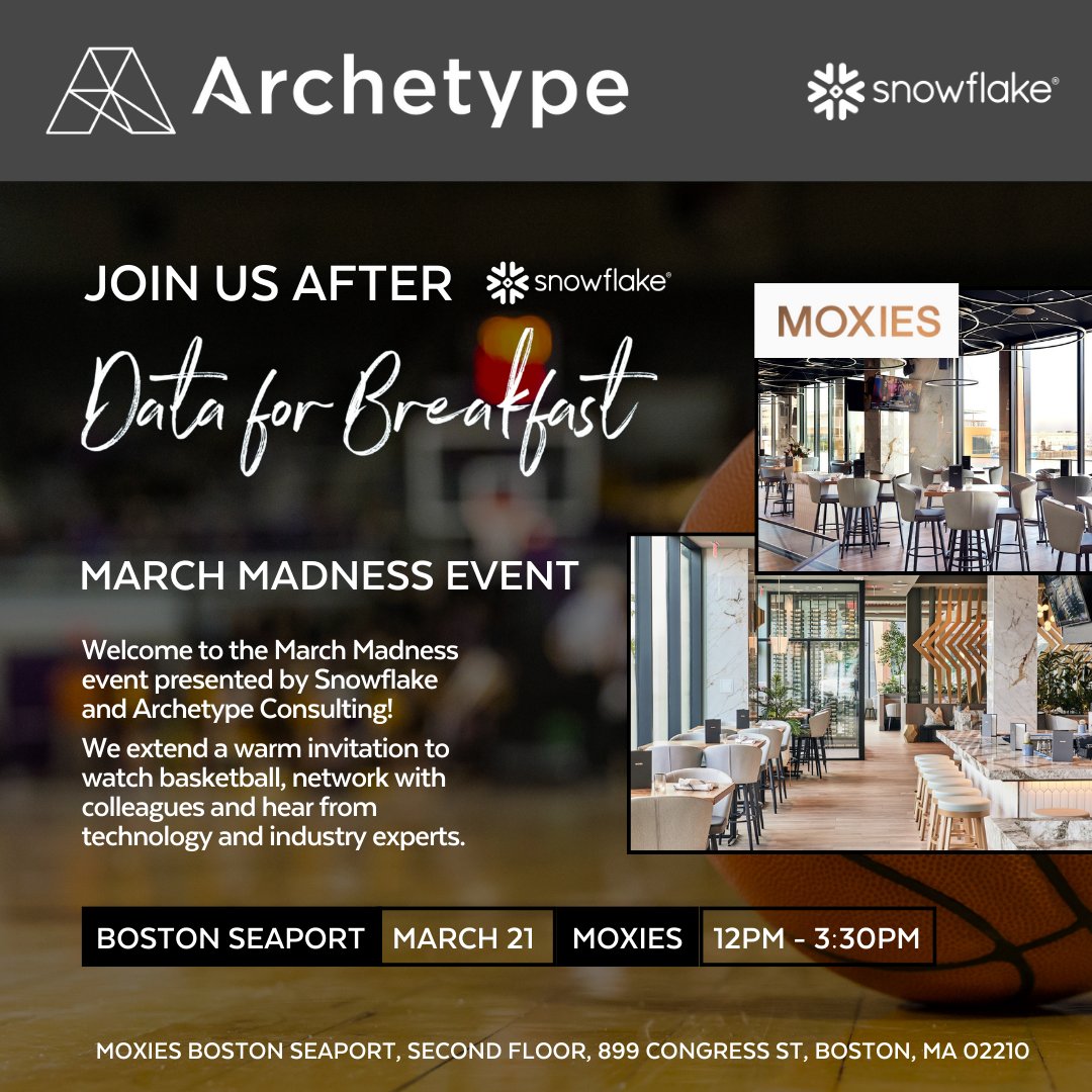 Join Archetype, March 21st as we meet for @SnowflakeDB Data for Breakfast event in Boston for a morning of insights, inspiration, value—and breakfast—where you’ll learn how to set a data strategy to unlock AI innovation. Your future depends on using data in ways you’ve never