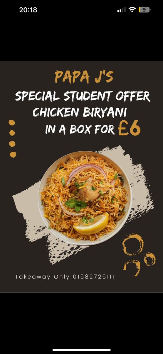 Sick of selling out £10-£15 for lunch every day while we’ve got you covered

Whether you’re a student or working from home, let our Biryani fill that hole

in an office?call us and see if we can deliver* (min order)

Handmade with love like mum used to make CALL NOW!! 0158272511