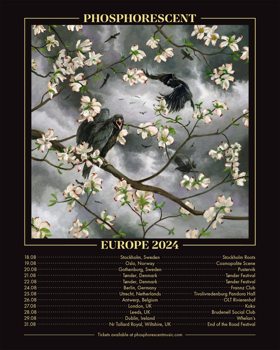 In addition to Impossible House being out everywhere now... Phosphorescent is excited to announce a return to Europe this Summer! All tickets will be on sale this Friday, March 8th @ 10am local UK.