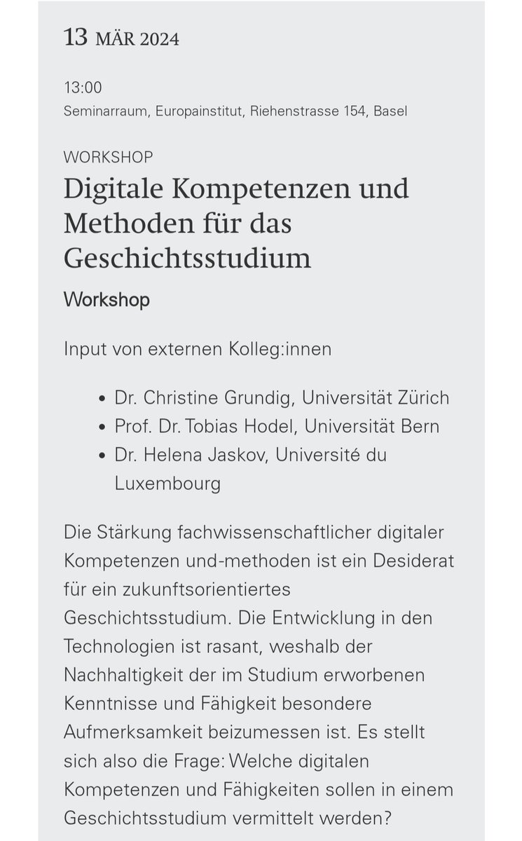 digihistlab's tweet image. Save the Date: 13.3. 13 h @UniBasel mit @dh_grundig vom @digihistlab, Helena Jaskov und Tobias Hodel #digitalemethoden #DigitalHistory #digitalekompetenzen #history #digitalhumanities #digitalskills #Geschichtsstudium @UZH_en @UZH_ch