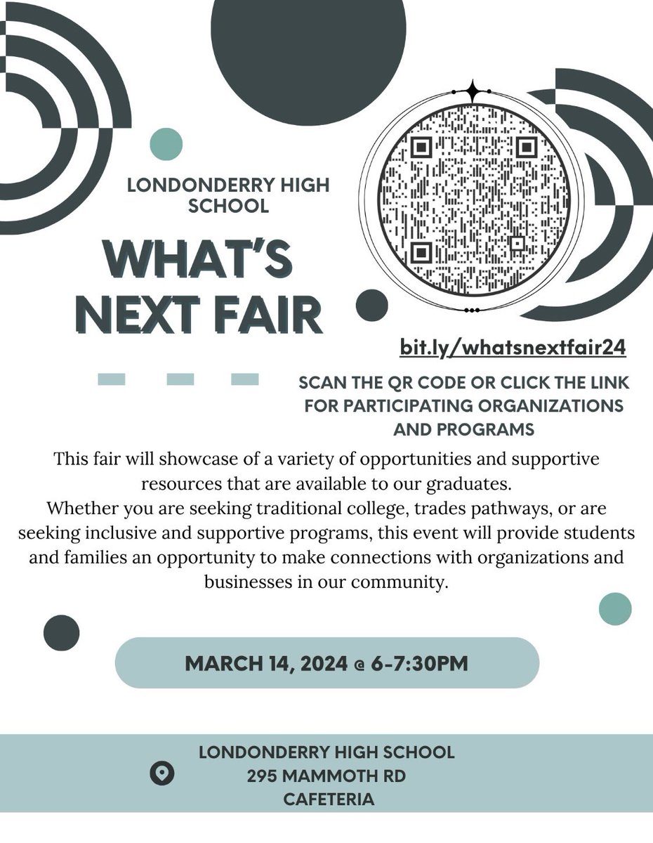 Save the date for this great event at LHS opened to all of our students. Questions about it should be directed to your school counselor.