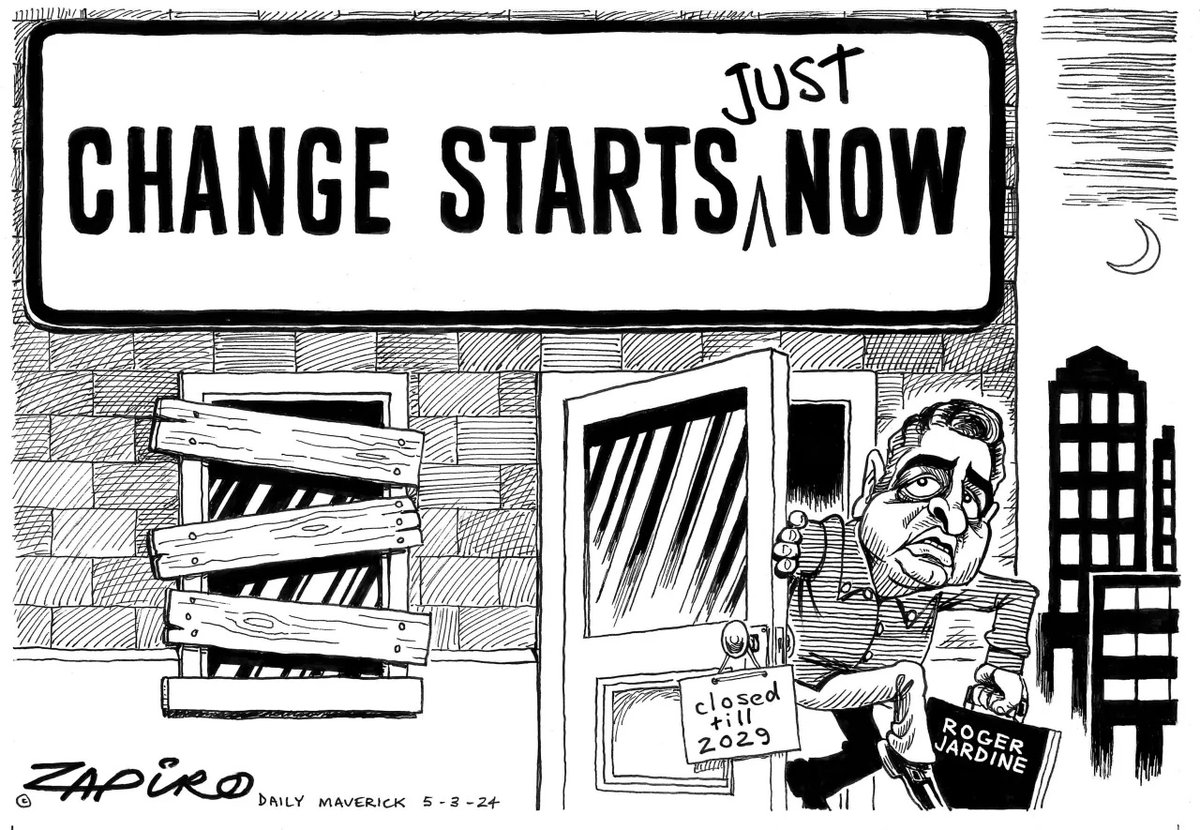 Zapiro cartoon published @dailymaverick (5 March 2024) on Much Ado #changestartsnow #Elections2024 - zapiro.com/230305dm