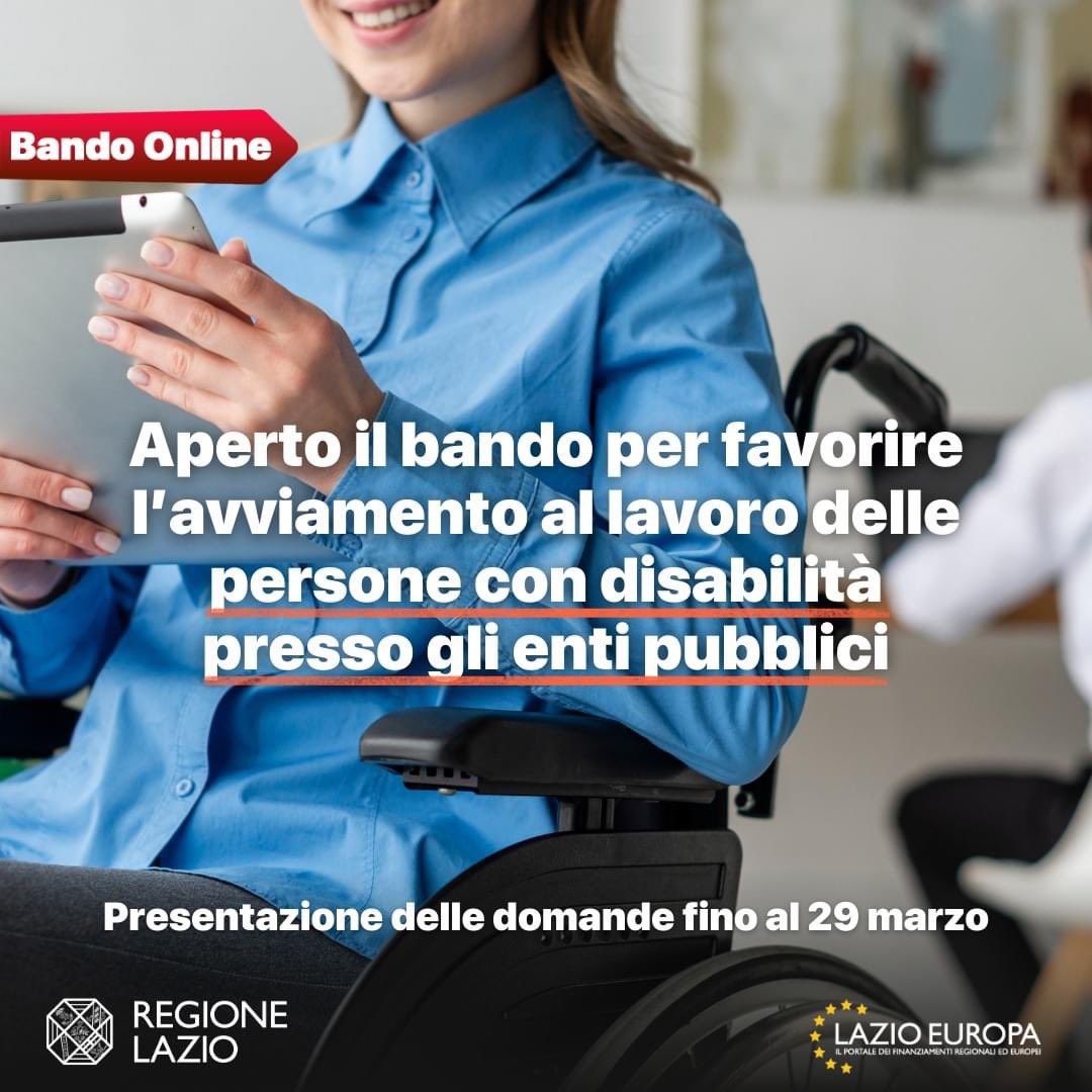 🗣️ È #online il bando per favorire l'avviamento al #lavoro delle persone con disabilità presso enti pubblici, attraverso la formazione di un’apposita graduatoria.

🌐Qui tutti i dettagli e i requisiti⤵️
 lazioeuropa.it/bandi/avviamen…