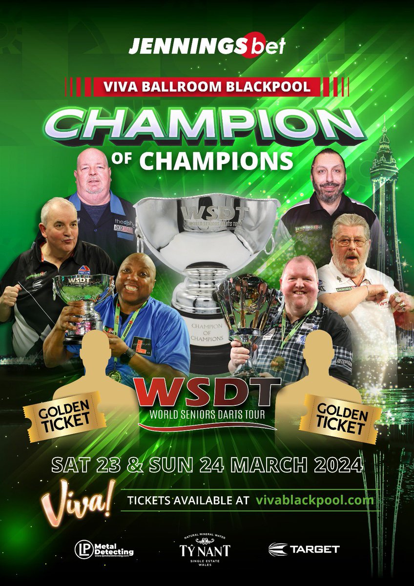 Last chance to enter ⏳ With 2 spots on the line in the @jenningsbetinfo Champion of Champions, you’d be a fool to miss this weekend 🎯 Enter here 👉 worldseniorsdarts.com/WSDT_registrat…