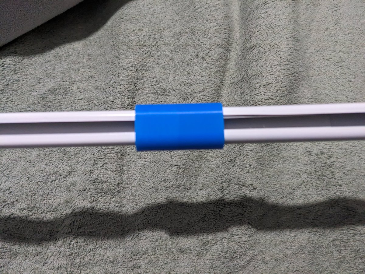 VectorRoll's tweet image. A simple print to fix a simple problem.
These low cost curtain rods don&apos;t hold a lot of weight. Especially when adjusted to their maximum length.
So
I designed &amp;amp; #3DPrinted a little sleeve that will keep it from bending and falling apart. 
#PracticalPrinting