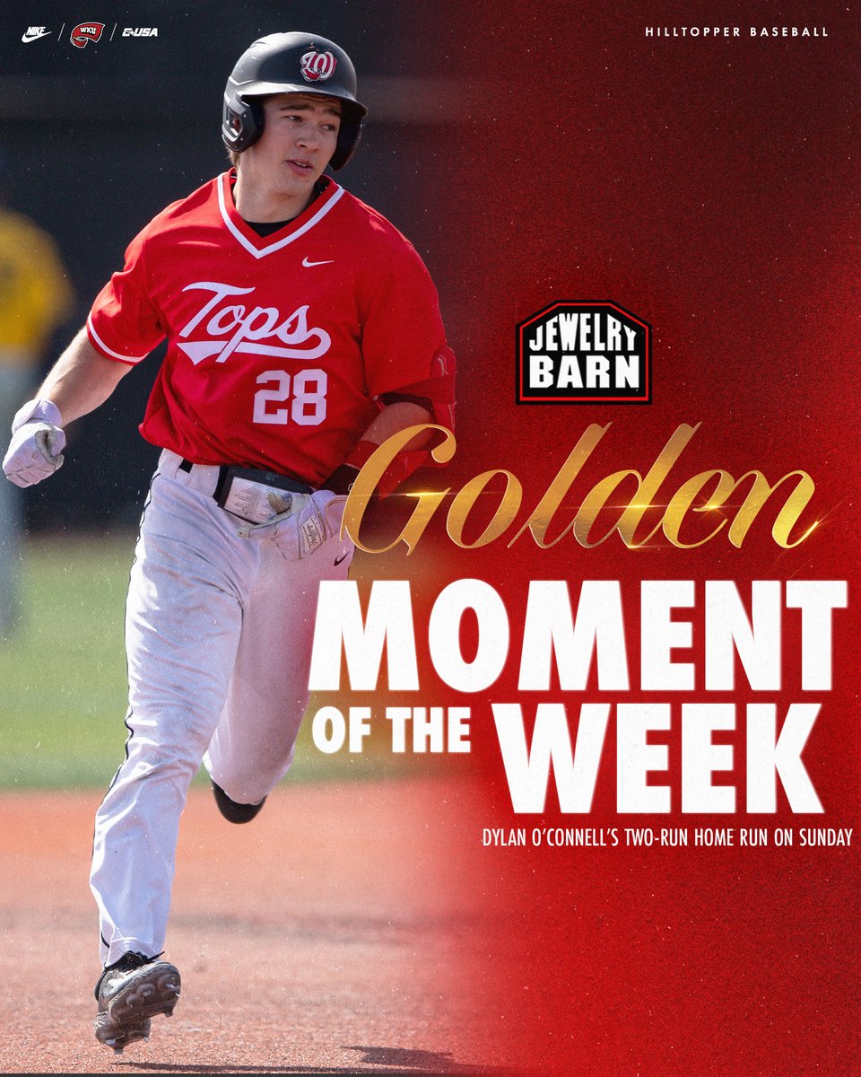 Dylan O'Connell's two-run home run vs. West Virginia last Sunday is the Jewelry Barn & Pawn 𝑮𝒐𝒍𝒅𝒆𝒏 𝑴𝒐𝒎𝒆𝒏𝒕 𝒐𝒇 𝒕𝒉𝒆 𝑾𝒆𝒆𝒌🌟 @JewelryBarnBG | #GoTops