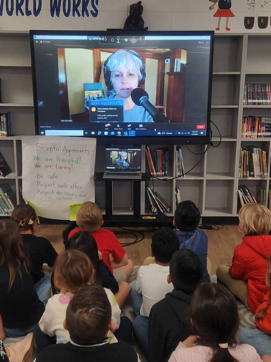 3rd grade loved being part of @MackinLibrary Storyteller Spotlight with @KateDiCamillo today! We ❤️ Edward Tulane & so many more of her 📚. #BooksAreLife #ReadAlltheBooks @HISDLibraryServ @pto_memorial