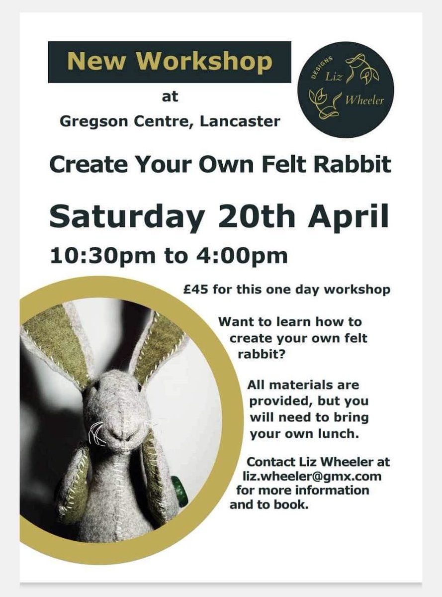 Friend of the library Liz is hosting a fantastic felting craft session at the @gregsoncentre in Lancaster next month! Saturday 20th April, 10:30am-4pm, all materials provided. Please get in touch with Liz to book, all details below: