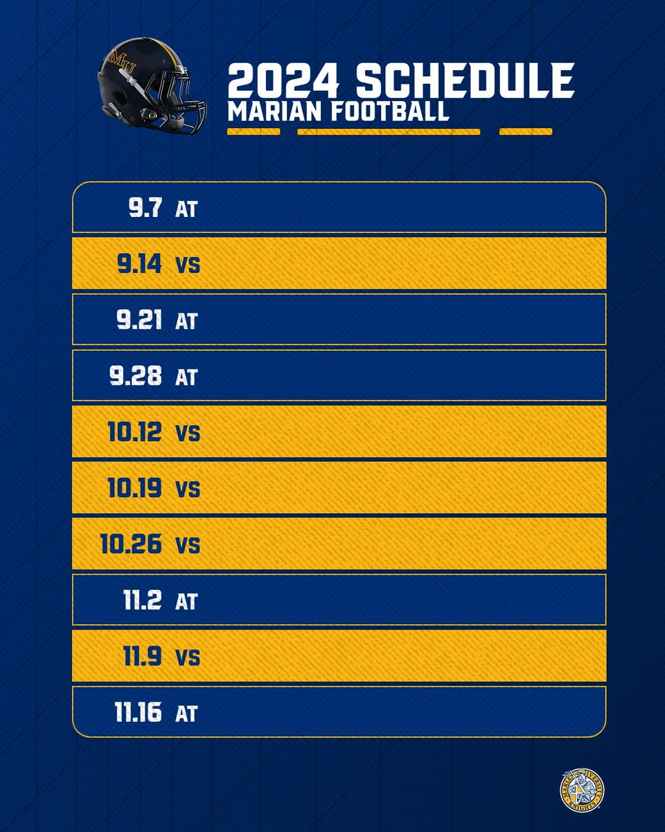 MarianUFootball's tweet photo. This Friday we are formally announcing our 2024 schedule!! 

Stay tuned for the release here and on https://t.co/jCrgBNut21! https://t.co/8Kv4nY5cYm