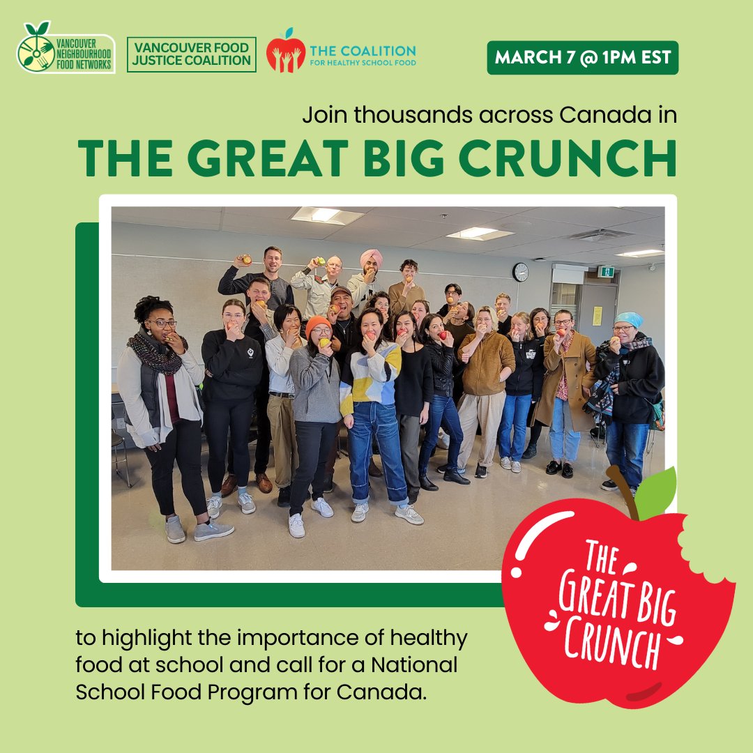 The #GreatBigCrunch is tomorrow at 1pm EST! Get your apples ready and come crunch with folks coast-to-coast-to coast to show your support for healthy food at schools. More info here: bit.ly/GCV2024_GBC2024