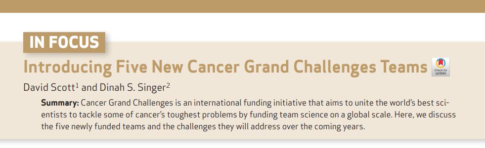 ⭐️Now online in @CD_AACR to coincide with the announcement of the winning @CancerGrand Teams - Introducing Five New #CancerGrandChallenges Teams by David Scott & Dinah Singer watermark.silverchair.com/cd-24-0153.pdf…