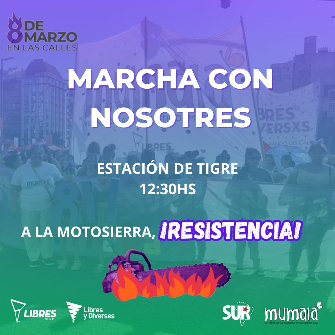 MumalaTigre's tweet photo. 📣Este 8M más juntes que nunca.
Los derechos conquistados fueron despues de largas luchas en las calles.
📣En las calles nos quedamos para exigir que nadie los toque.
#Mumala #LyD #LibresDelSur
#8M https://t.co/pJxgAMcLm4