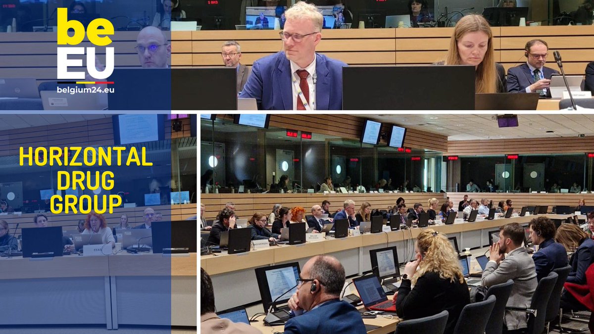 FOD_Justitie's tweet photo. Horizontale Werkgroep Drugs #EU2024BE🇪🇺🇧🇪
Goede uitwisselingen: strijd tegen de druggerelateerde georganiseerde criminaliteit, voorbereiding van de 67ste sessie Commission Narcotic Drugs, minimale kwaliteitsstandaarden en drugbehandelingskamers
👀#Midterm2024 & #CND67
@eu2024be https://t.co/WcLMKM1nrB