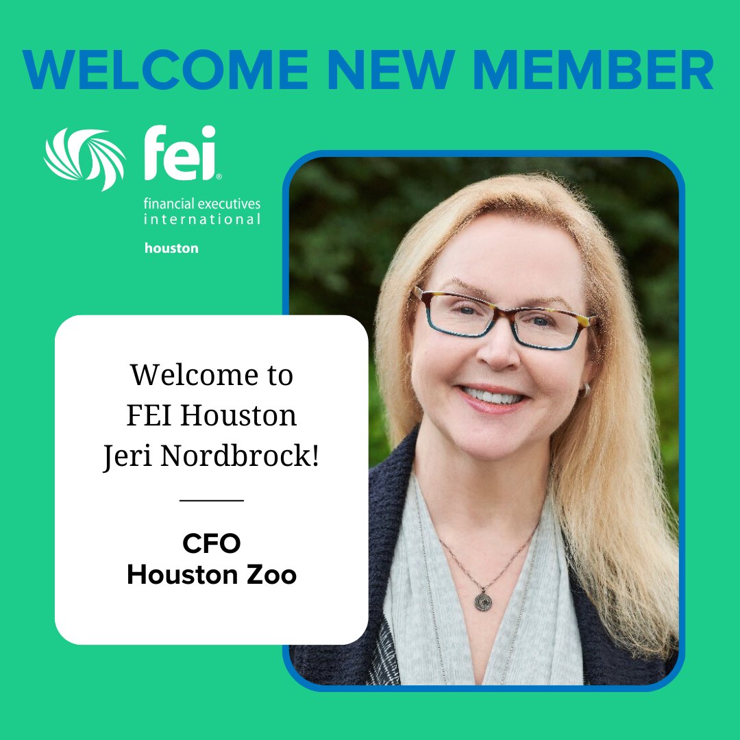 It’s always a thrill to add incredible finance professionals to FEI Houston. Our latest new member is Jeri Nordbrock, Chief Financial Officer at Houston Zoo. Thank you for joining our community of finance professionals, Jeri!