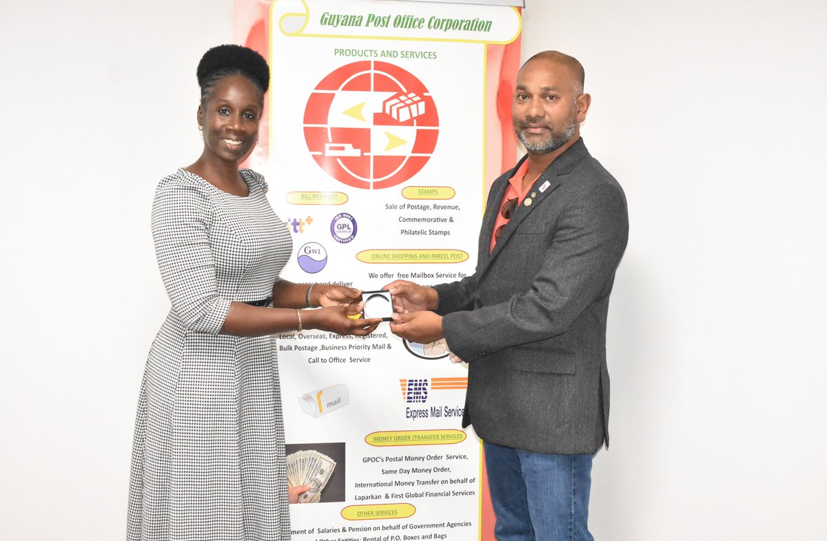 GuyanaPost's tweet photo. The Guyana Post Office Corporation and the Rotary Club of Demerara have officially launched a commemorative stamp in honor of the Club's 30th anniversary. The stamps feature the Club's logo, Areas of Focus, and the 2023-2024 Rotary Theme, "Create Hope in the World."
#GPOC
#Stamps https://t.co/PjY3ExAZd7