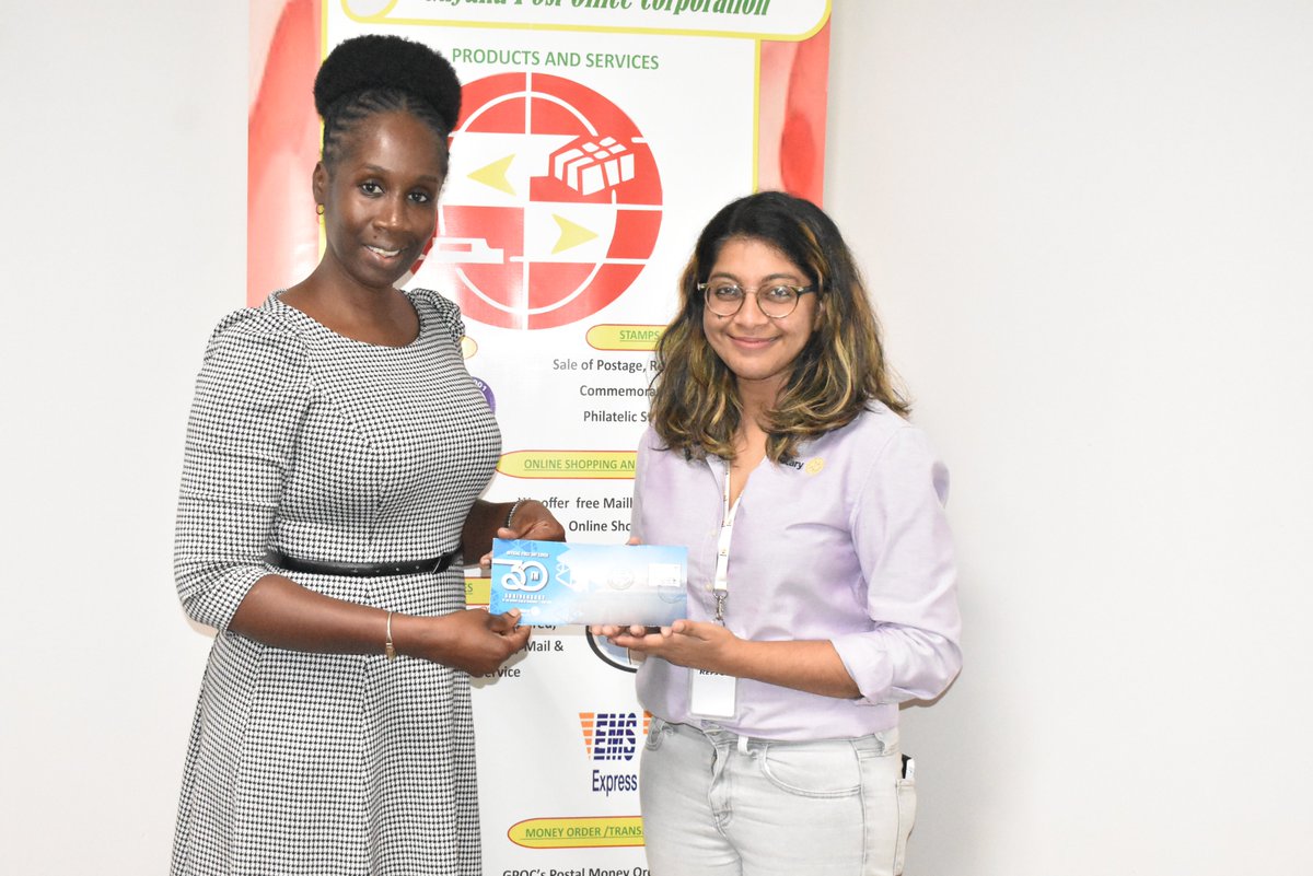 GuyanaPost's tweet photo. The Guyana Post Office Corporation and the Rotary Club of Demerara have officially launched a commemorative stamp in honor of the Club's 30th anniversary. The stamps feature the Club's logo, Areas of Focus, and the 2023-2024 Rotary Theme, "Create Hope in the World."
#GPOC
#Stamps https://t.co/PjY3ExAZd7
