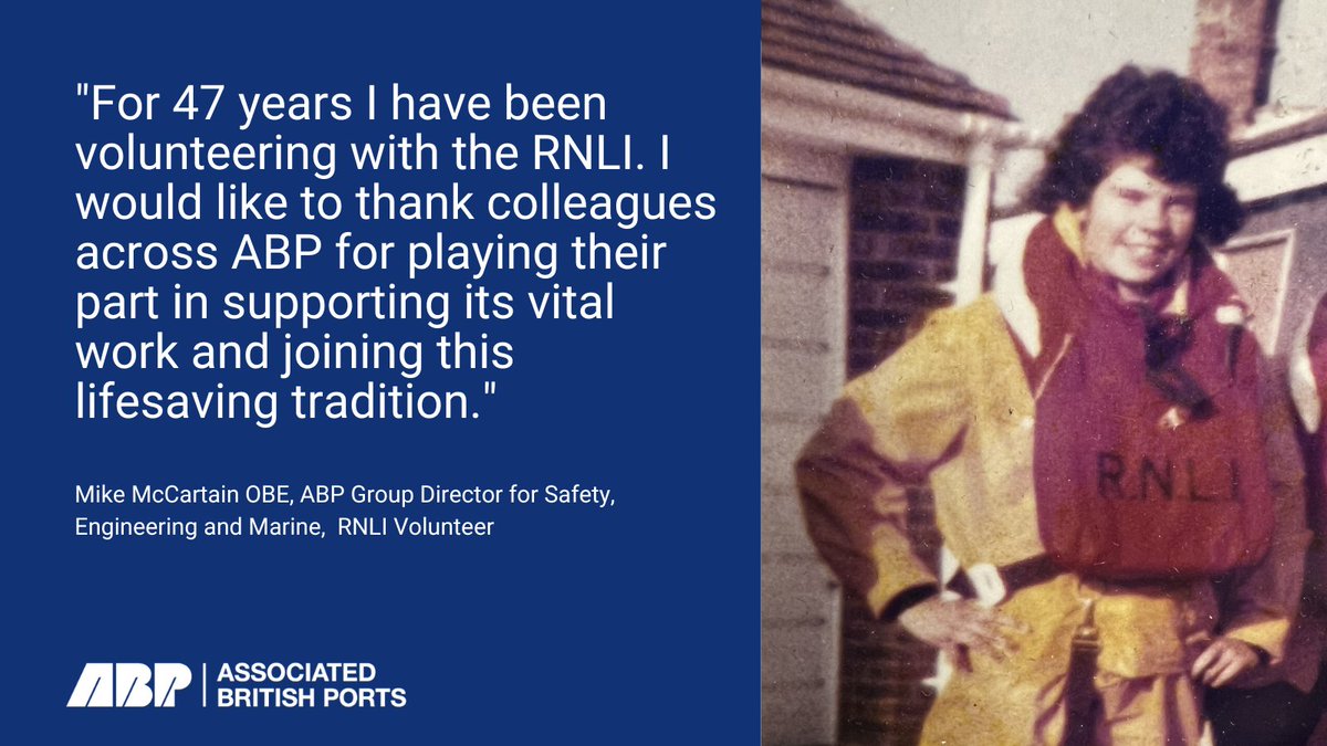 To celebrate #RNLI200 all this week, we are sharing the powerful voices of ABP colleagues who help the organisation save lives at sea. Meet Mike McCartain OBE, ABP Group Director for Safety, Engineering and Marine, who has been supporting the @RNLI for 47 years. #WaterSafety