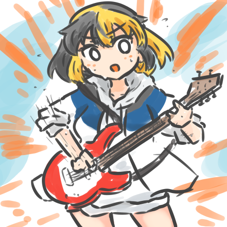「急にギタフリの練習始めましたが見て頂きましてありがとうございました!やるの怖いし」|はとつかいのイラスト