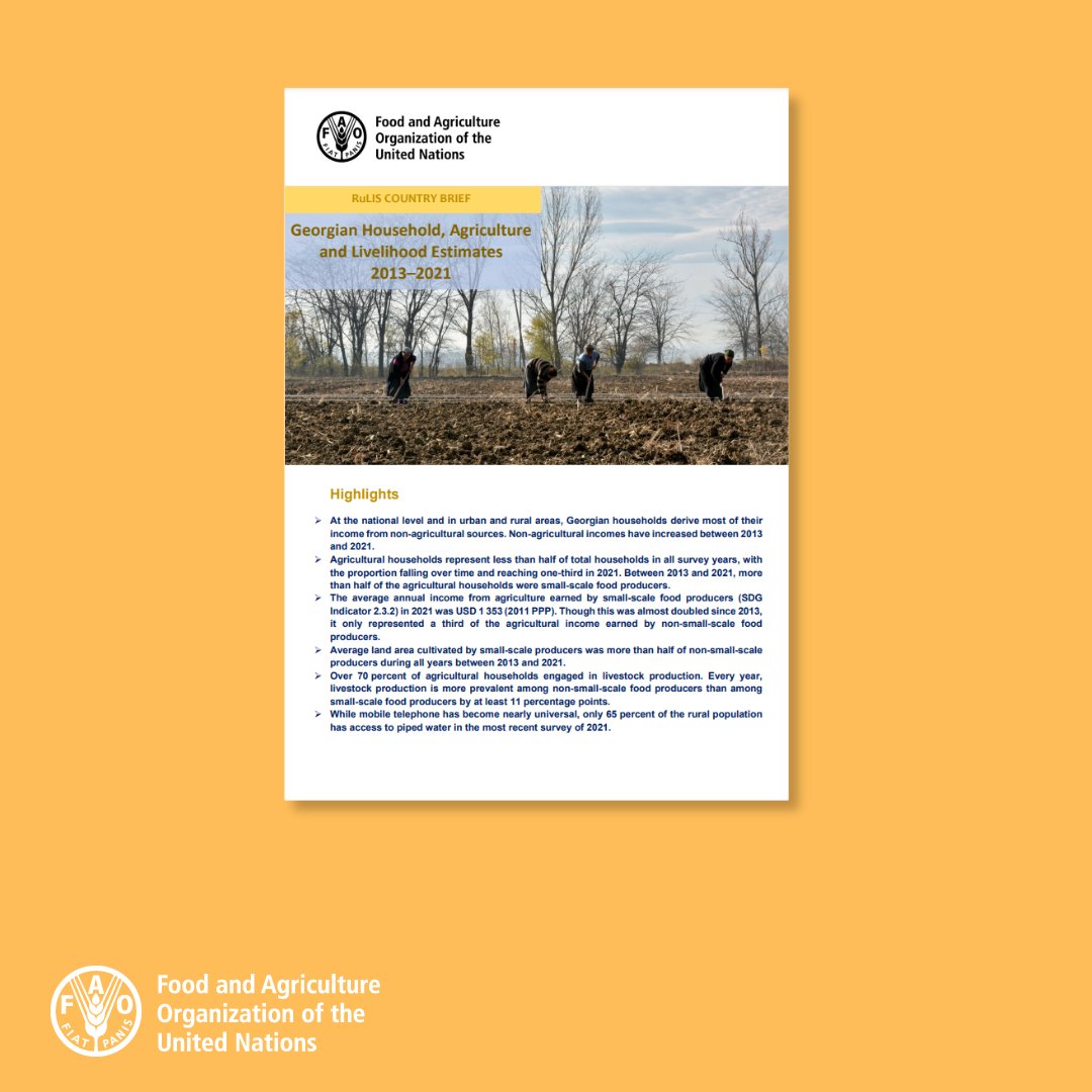 Out NOW❗️ New RuLIS Country Brief: Georgian 🇬🇪 Household, Agriculture and Livelihood Estimates 2013–2021 📙fao.org/3/cc9410en/cc9…