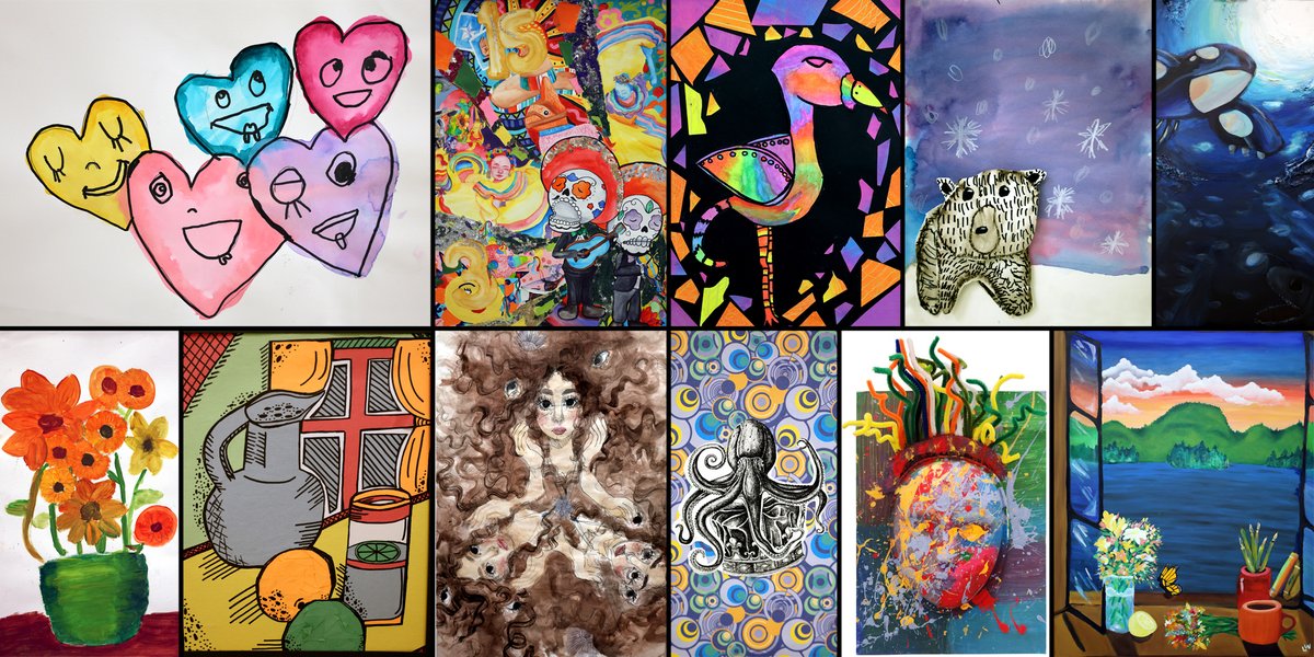 GwinnettSchools's tweet photo. As we celebrate Arts in our Schools Month, view artwork from the best young artists around Gwinnett County! The 2024 Tapestry exhibit runs through March 21! Everyone may visit the rotating exhibit at the ISC. Get the schedule here: https://t.co/YxnMR49D5r https://t.co/RgsDxYgWLm