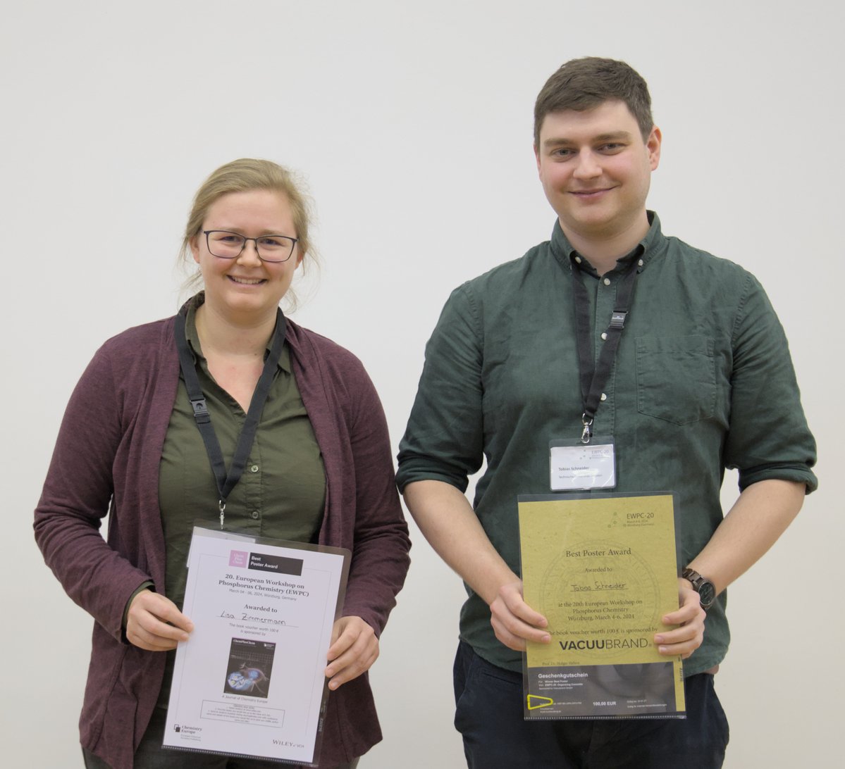 Helten Group (@heltengroupjmu) on Twitter photo Congratulations to Lisa Zimmermann from the Scheer Group and Tobias Schneider from the <a href="/WeigandGroup/">Weigand Group TUD</a> who received awards for their great poster presentations at EWPC-20! Congratulations to Lisa Zimmermann from the Scheer Group and Tobias Schneider from the <a href="/WeigandGroup/">Weigand Group TUD</a> who received awards for their great poster presentations at EWPC-20!