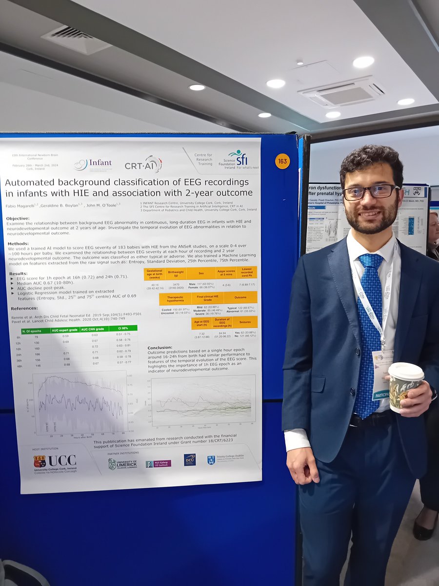 crt_ai's tweet photo. Our Cohort 3 #CRTAI #PhD Researcher @MagarelliFabio at The 15th International Newborn Brain Conference #INBBC24 forum that provides state-of-the-art research helping to supporting clinical practice in newborn brain care. Fabio's poster inset was presented #fetalneonatalneurology https://t.co/7sDkYwATAl