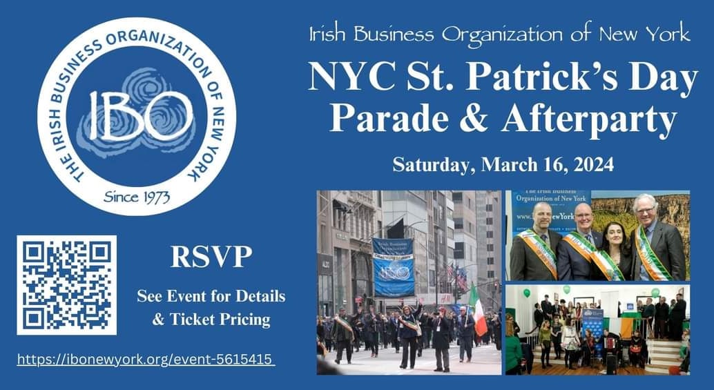 IrishBusinessNY's tweet photo. The NYC St. Patrick’s Day Parade is on Sat, 3/16! Come march up Fifth Avenue with us. Join us at the afterparty immediately following the march. We hope to see you there! #IBO2024 ☘ #nycstpatricksdayparade https://t.co/sPYokyEC6s