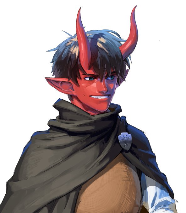 「demon horns red skin」 illustration images(Latest)