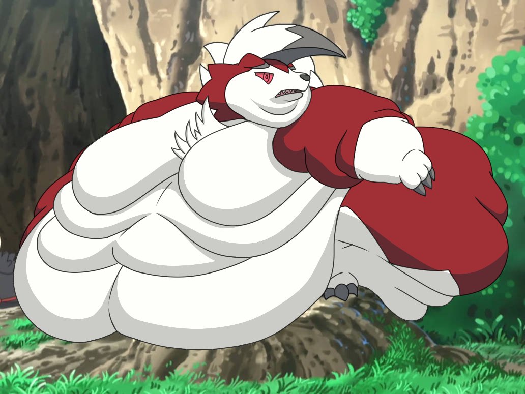 Vis33751016's tweet photo. Translated from PokeSpeak:
"I can barely... Huff... M-move... H-huff💦" 
I'm finally posting something on this account! And of course it has to be one of my favorite pokemon :3
More Lycanroc need to be fed to near immobility~ https://t.co/Khwuq1ex2T