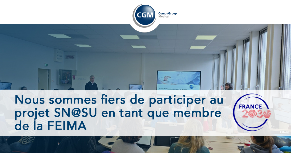 CGM_FR's tweet image. Le projet SN@SU, lancé par l’@ANR pour France 2030, porté par @FaculteSanteSU et dont la @FEIMA est partenaire s’est concrétisé le 27/2 lors du 1er TP en santé numérique auprès d&apos;étudiants. Et en tant que membre de la FEIMA, nous sommes honorés d&apos;y participer avec #HelloDoc