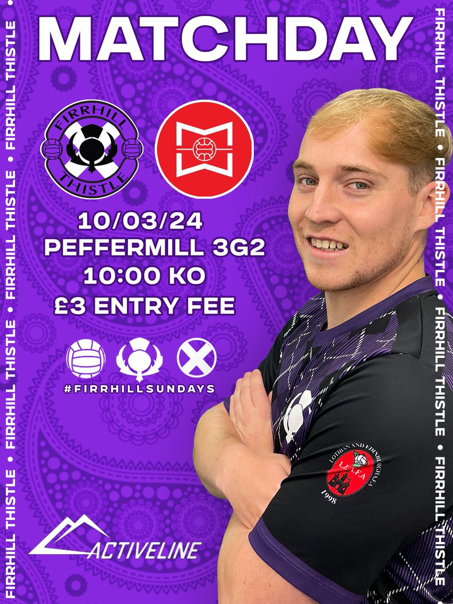 Firrhill Thistle FC (@firrhillthistle) on Twitter photo It’s cup final weekend ‼️
This Sunday we face <a href="/MeadowbankWed/">Meadowbank Wednesday</a> in the league cup final 💛💜
📍Peffermill 3G2
⏰ 10:00 KO
🎟️ £3 entry fee
Hopefully see as many folk down as possible to support the guys
Sponsored by: <a href="/activelineltd/">ACTIVELINE</a>
#FirrhillSundays It’s cup final weekend ‼️
This Sunday we face <a href="/MeadowbankWed/">Meadowbank Wednesday</a> in the league cup final 💛💜
📍Peffermill 3G2
⏰ 10:00 KO
🎟️ £3 entry fee
Hopefully see as many folk down as possible to support the guys
Sponsored by: <a href="/activelineltd/">ACTIVELINE</a>
#FirrhillSundays