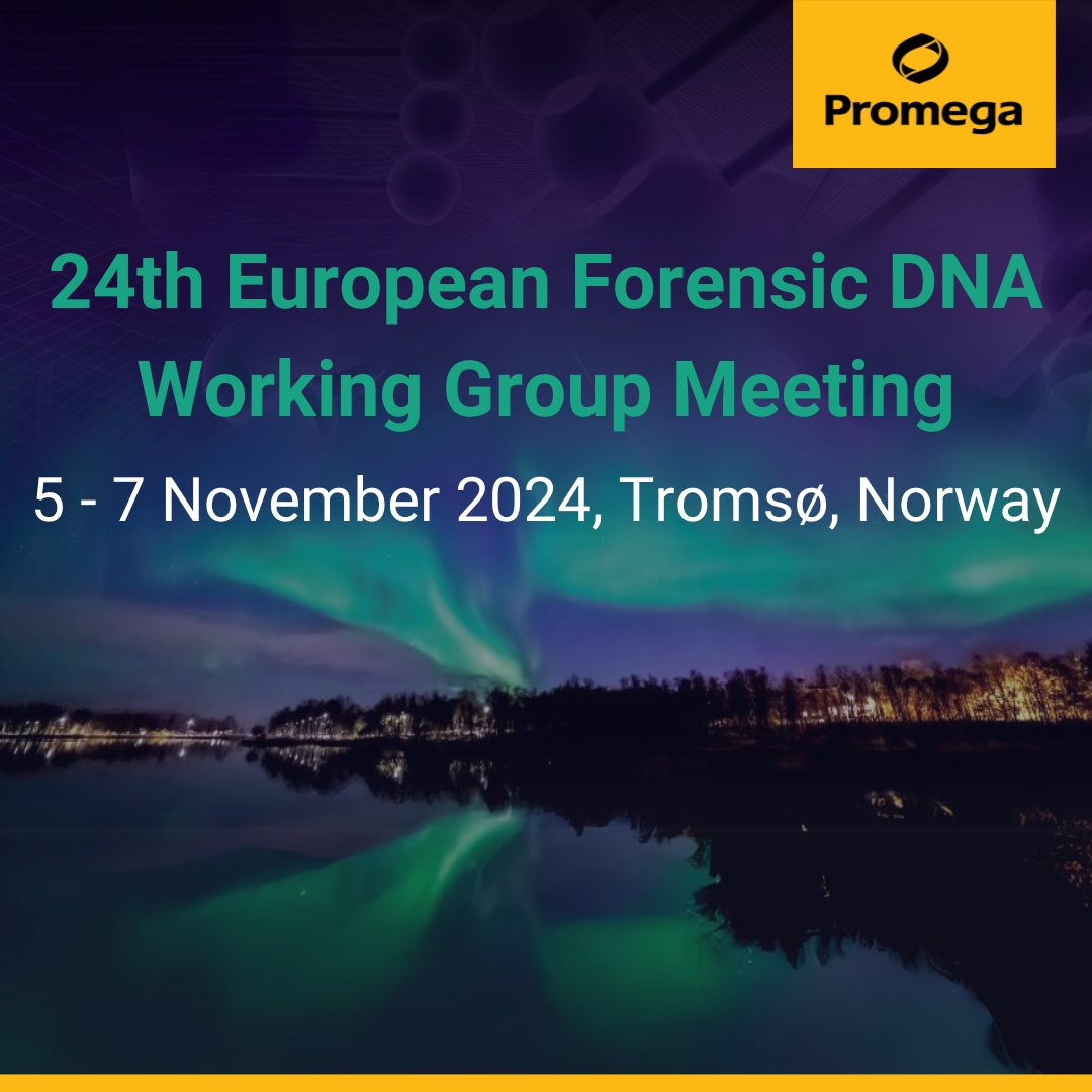 Book your place early for the 24th European Forensic DNA Working Group Meeting, to be held in Tromsø, Norway from 5 to 7 November 2024. 

We're thrilled to announce the waiver of registration fees too. 

Email nicole.siffling@promega.com to register.

#DNAForensics #Genomics