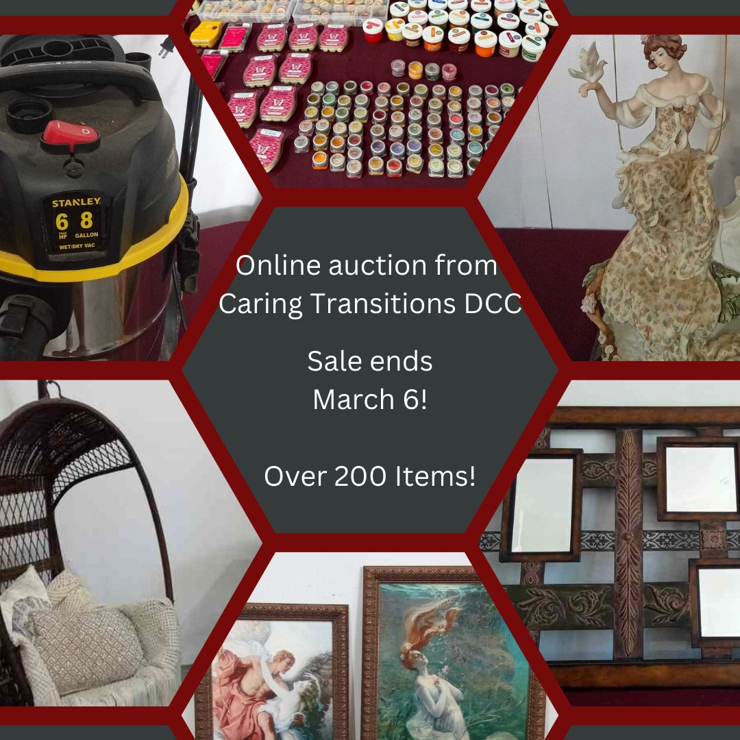 RexNorris7's tweet image. You have until 6:30 pm today to bid on over 200 items from the Online Auction from Caring Transitions DCC! Don't miss out!!

ctbids.com/estate-sale/26…

#caringtransitionsdcc #CTBIDS #emptynesterlife #auctiontime #onlinestore #auctionsale #estate #SeniorLiving #reminder #declutter