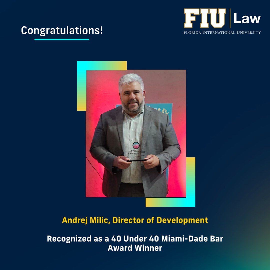 Congratulations to our Director of Development, Andrej Milic, Esq., on being recognized as a 40 under 40 @miamidadebar Young Lawyers Section Award Winner! Read more: bit.ly/4ajkLyr