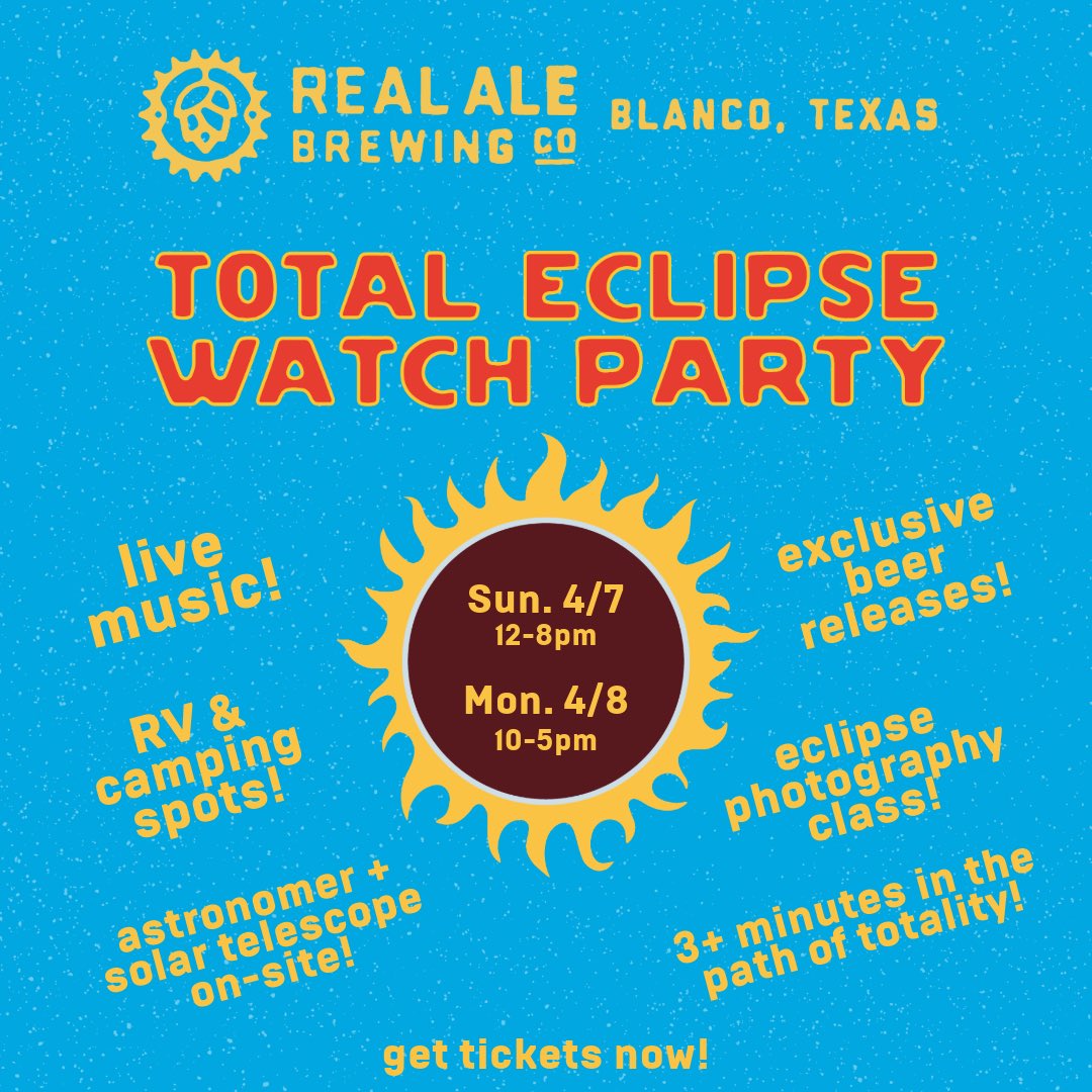 Total Eclipse Watch Party! 
Tickets and info here: eventbrite.com/e/real-ale-ecl…