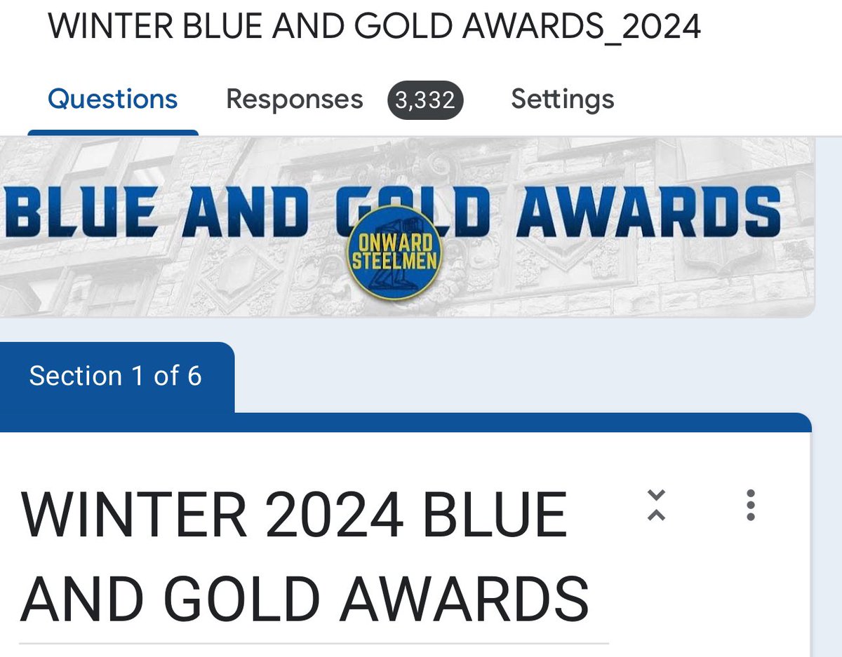 JonPereiro_'s tweet photo. π΅π‘BLUE AND GOLD AWARDSπ΅π‘
Winter Awards Night is TONIGHT! 6pm in the auditorium.
There are a couple hours left in our B&G Awards voting. Over 3,300 votes already!
Get yourπ³οΈin at the link below:
https://t.co/TNlJeHubC1
#Onward
@SteelmenPoms @JC_Cheerleading
@SteelmenBowling @steelmengbball
@SteelmenBB @SteelmenATC @Coach_McGovern
@steelmenbowl @Rgw114G @SteelmenAP @sjhallihan