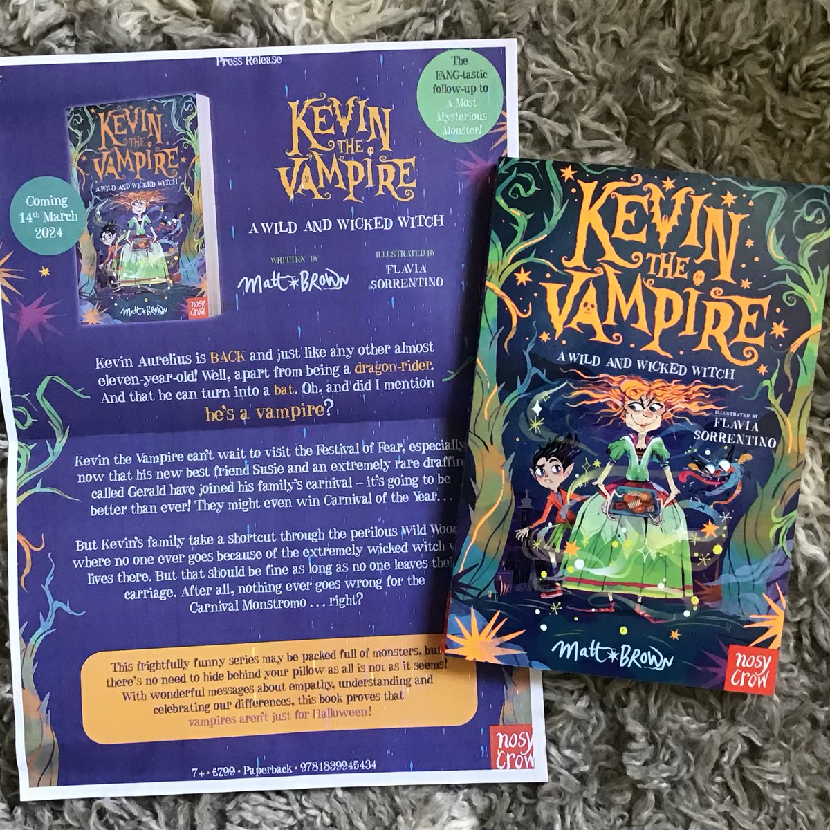 Huge thanks to @thesianpages @NosyCrow for this fabulous sequel - #KevinTheVampire: A Wild And Wicked Witch by @mattbrownauthor, illustrated by @flaviasorr. Enormously looking forward to visiting the Festival of Fear alongside the Carnival Monstroso! Out 14/03 for 7+ readers. 🧛🏻