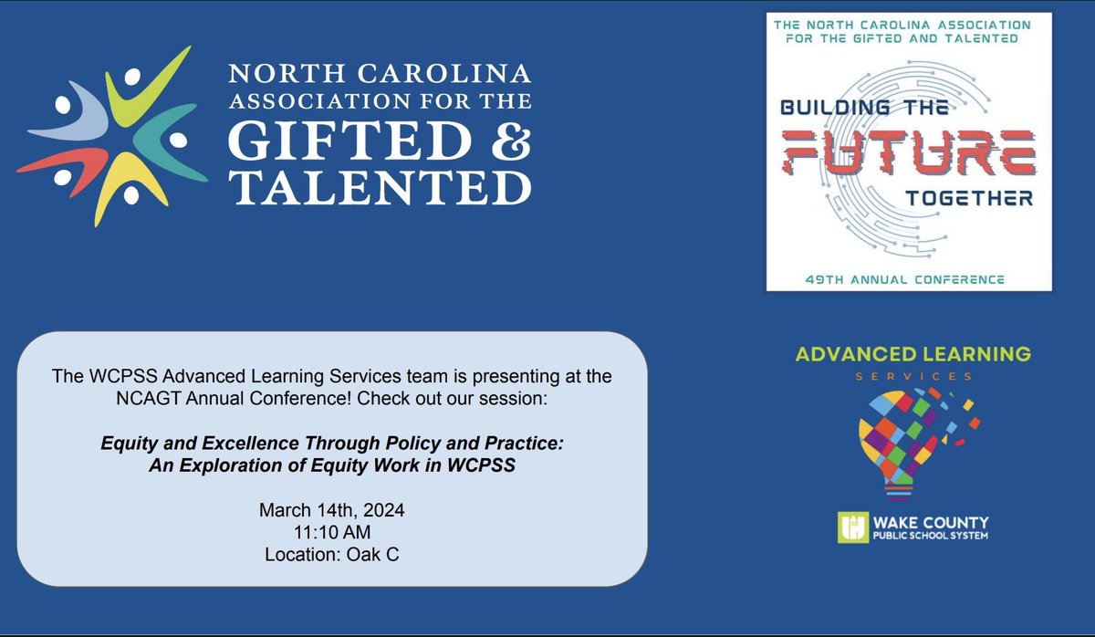 Another great session <a href="/ncagt/">NCAGT</a> Annual Conference! Check out the <a href="/WCPSS_ALS/">ALS</a> team as we share practices that are helping us achieve #equity and #excellence in gifted education!

<a href="/LaKeshaSRoberts/">La' Kesha Roberts</a> <a href="/Andria_WCPSSAIG/">MizzHall</a> <a href="/missy_wakectaig/">Missy Laster, AIG</a>