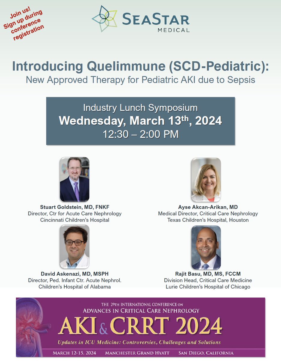 Join us next week, Wednesday, March 13th at the 29th International Conference on Advances in Critical Care Nephrology to learn more about our innovative Quelimmune (SCD-Pediatric) device and its role as an impactful new therapy in pediatric acute kidney injury. Register now at…