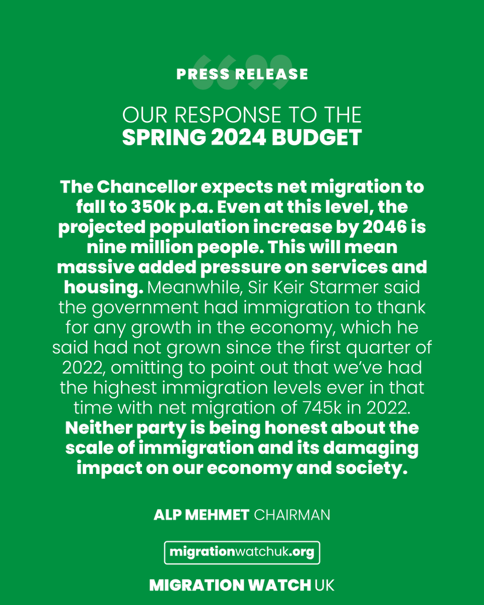 Neither party is being honest about the hugely damaging effects of sky-high immigration levels. It’s time they were.

#SpringBudget2024